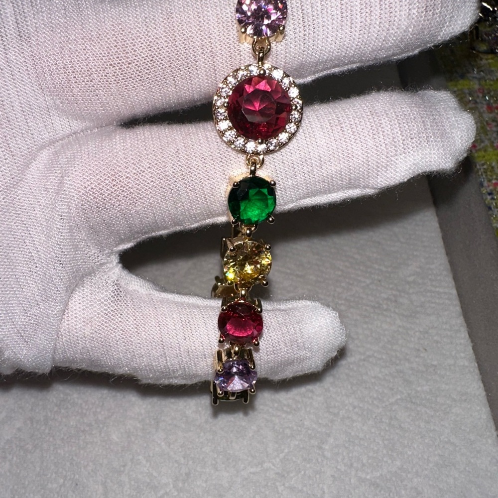 Multicolor Elegant pink Moissanite Diamond gold-plated 925 brecelet